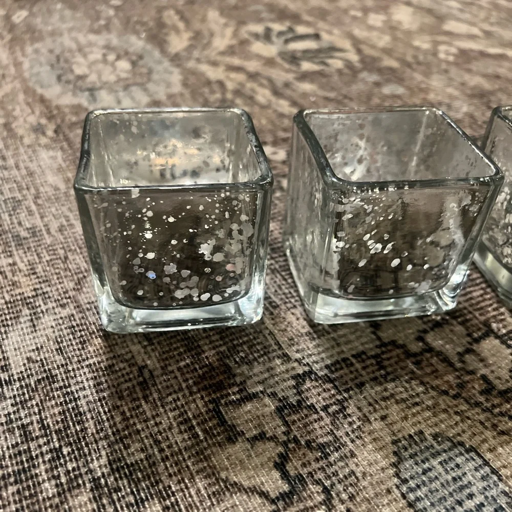Mercury Glass Silver Tealight Candle Holder Set of 4